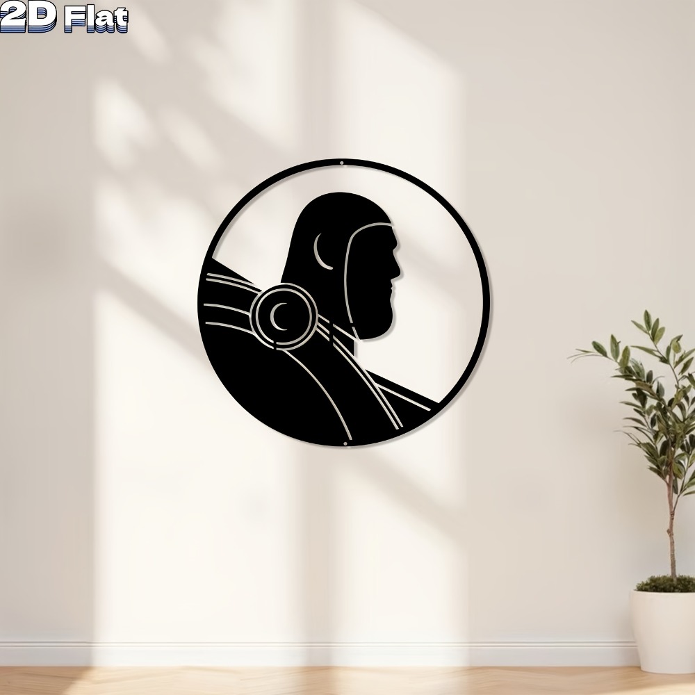 Tech Office Wall Art - 1pc Modern Robot Metal Wall Art,