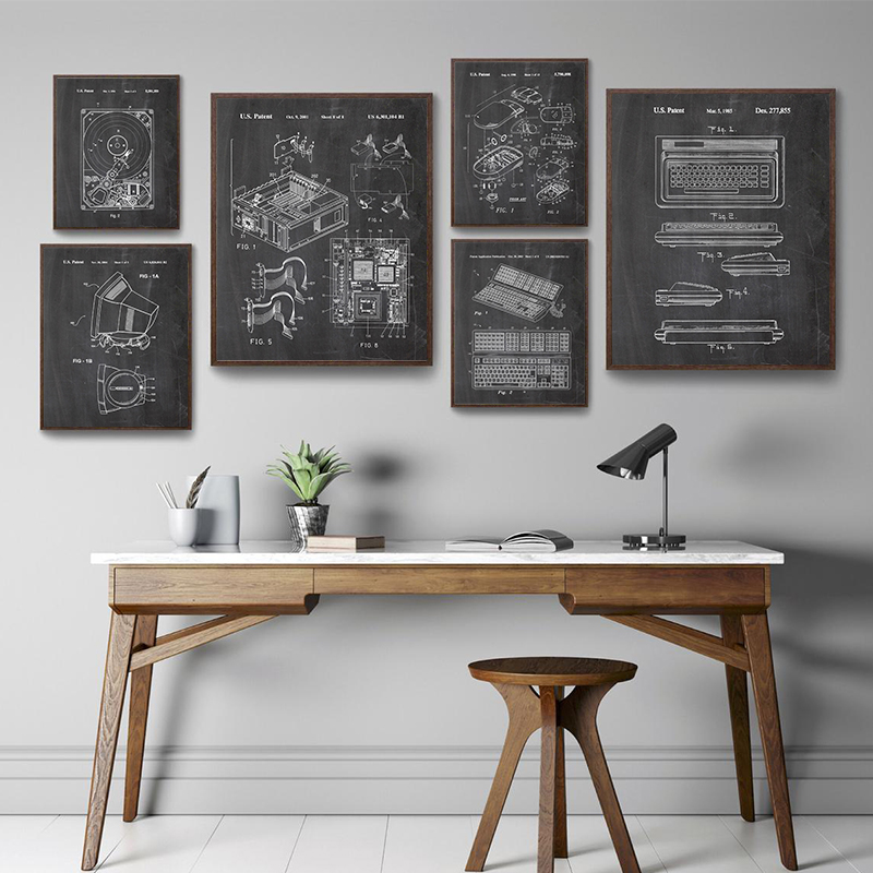 6Pcs Vintage Computer Patent W - Tech Office Wall Art のレビューと価格