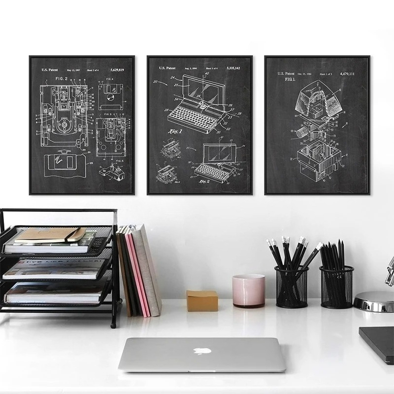 6Pcs Vintage Computer Patent W - Tech Office Wall Art のレビューと価格