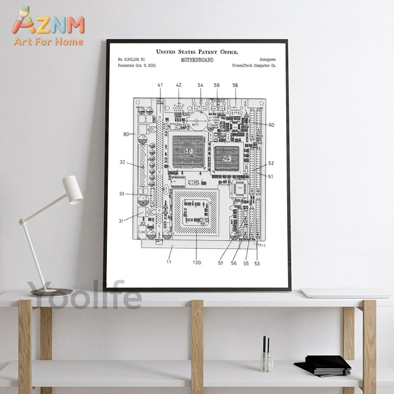 AZNM Computer Motherboard Pate - Tech Office Wall Art のレビューと価格