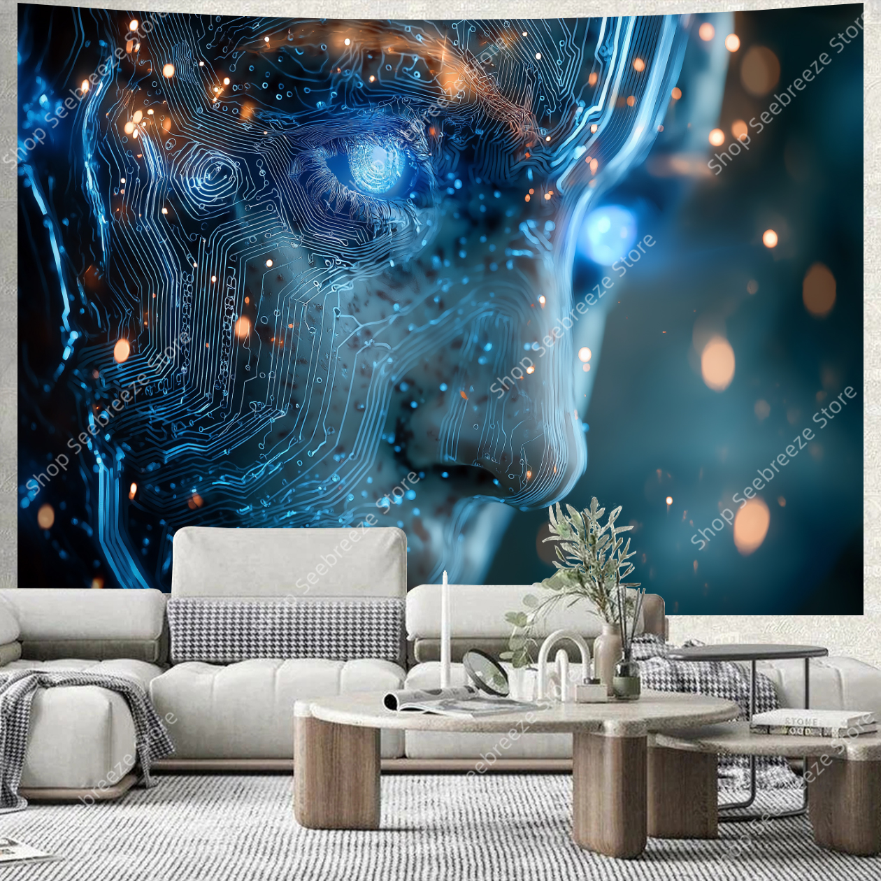Cyberpunk Circuit Board Tapest - Tech Office Wall Art のレビューと価格