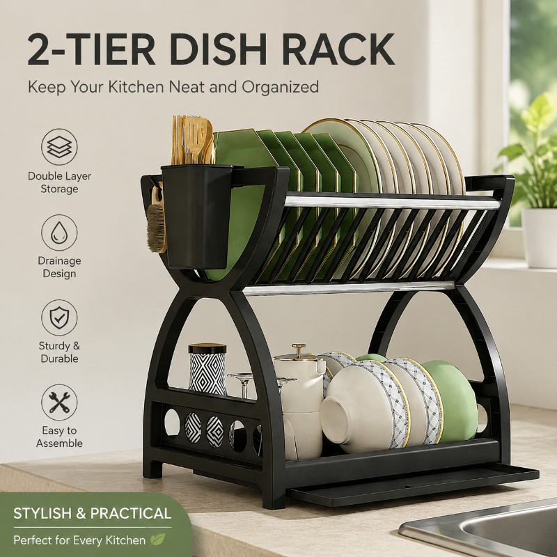 2 Tier Dish Drying Rack Kitche - Server Rack Shelf のレビューと価格
