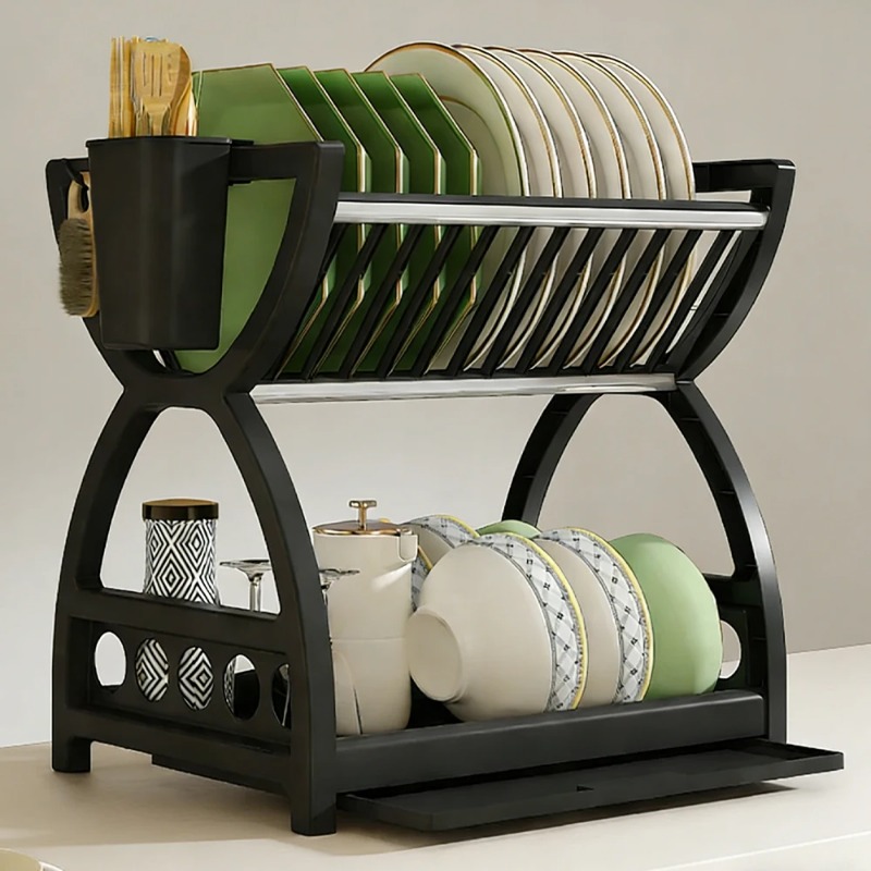 2 Tier Dish Drying Rack Kitche - Server Rack Shelf のレビューと価格