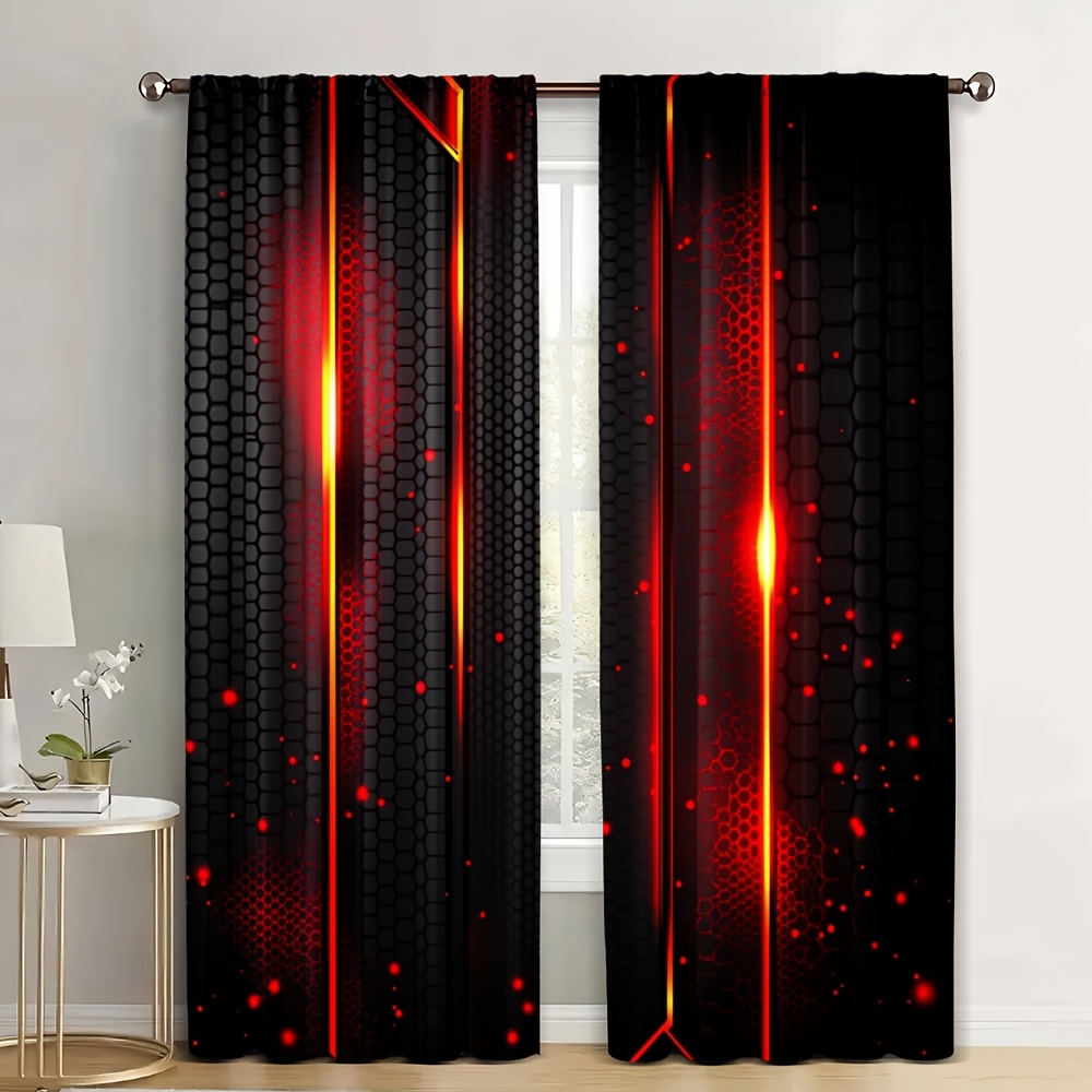 2pcs Lava Curtains Black Red C - Office Tech For Home のレビューと価格