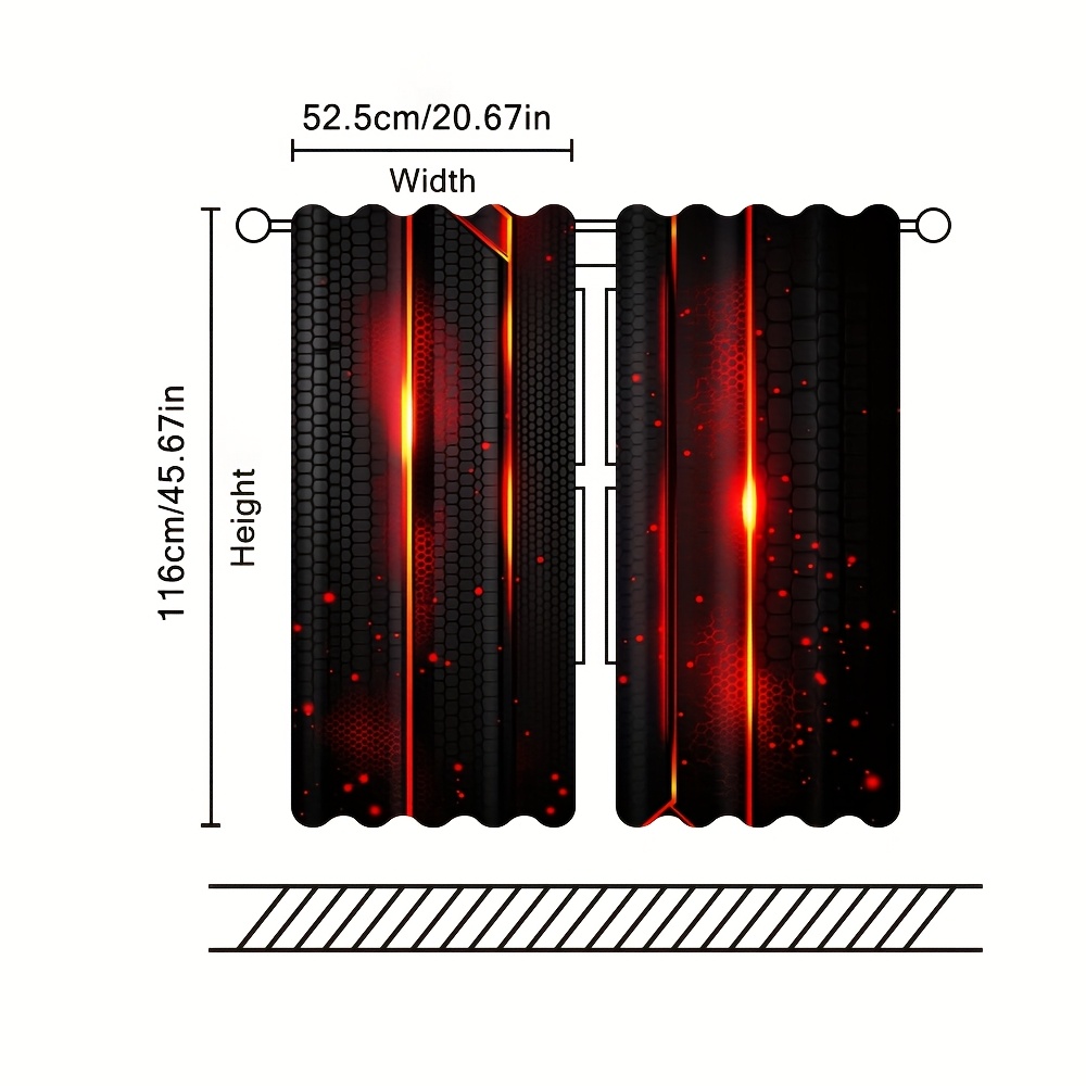2pcs Lava Curtains Black Red C - Office Tech For Home のレビューと価格