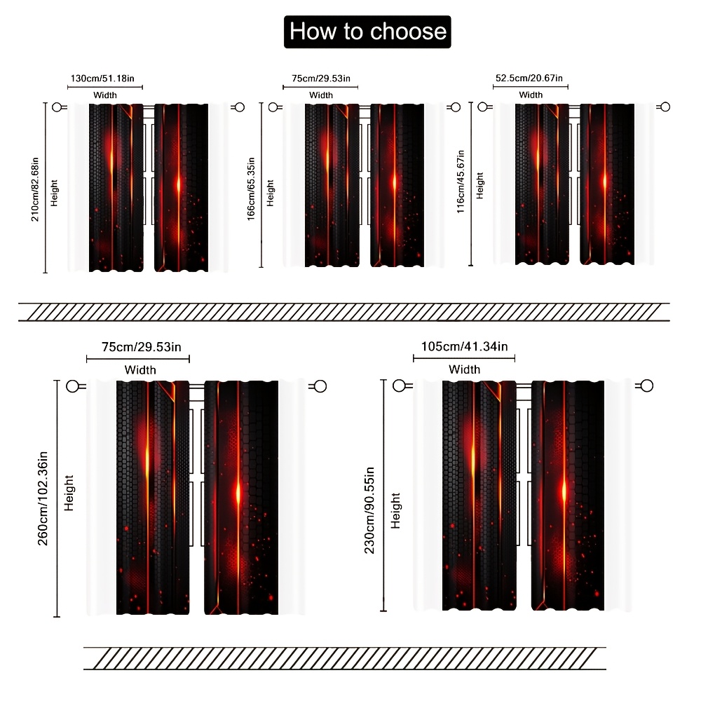 2pcs Lava Curtains Black Red C - Office Tech For Home のレビューと価格