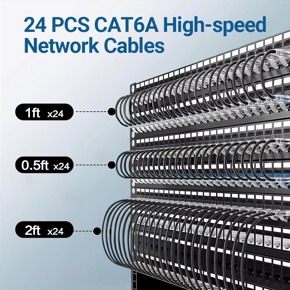 24Pack 0.1/0.15/0.2/0.3/0.5M C - Patch Panel Cat6 のレビューと価格