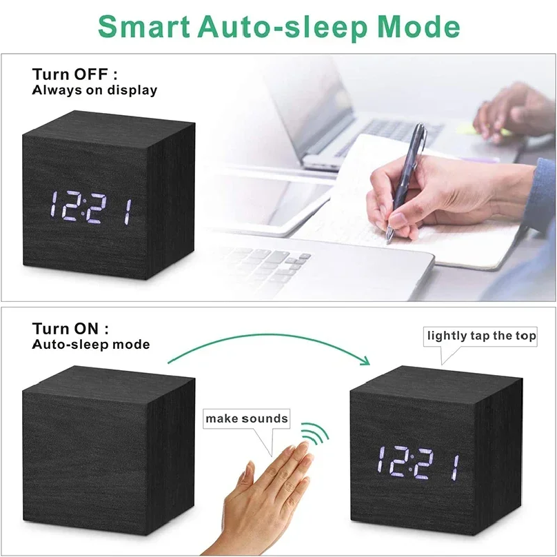 Wooden Digital Alarm Clock wit - Office Tech Gadgets のレビューと価格