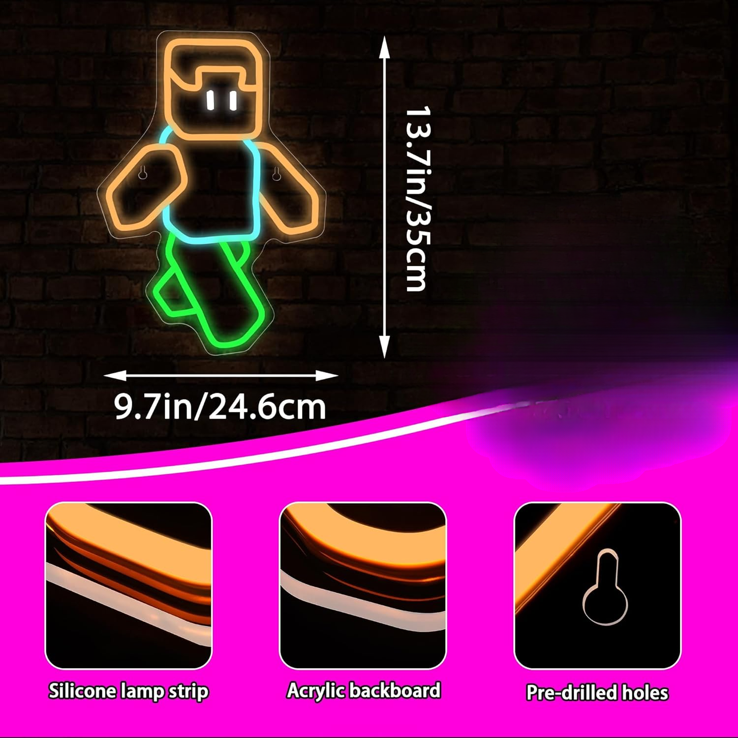 Pixel Art Character Neon Sign  - Tech Office Wall Art のレビューと価格